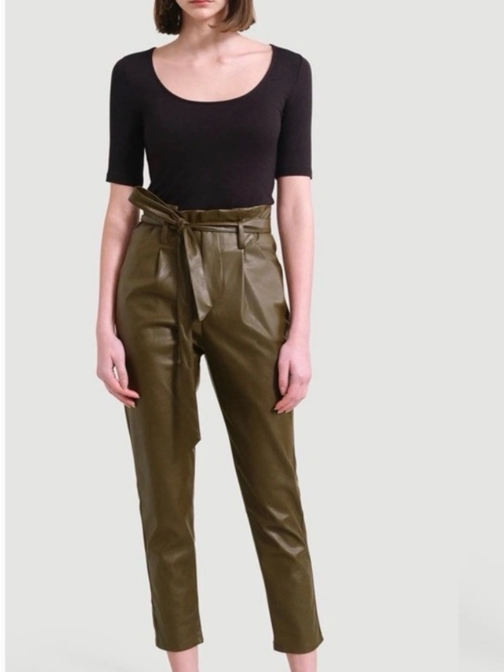 NWT Lucy Paris olive green faux leather pants